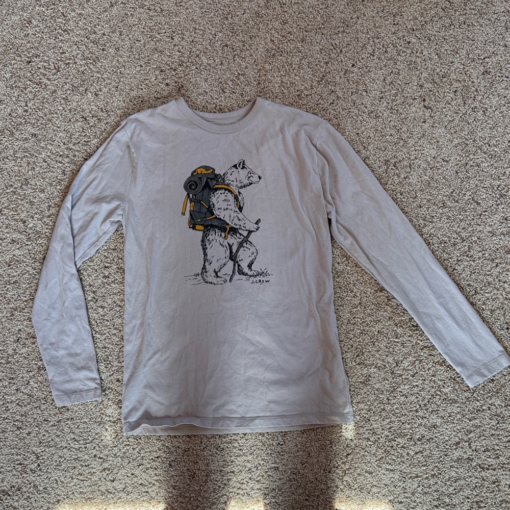 Crewcuts Gray Long Sleeve Tee with Bear Print